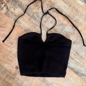 NEW Knit Black Cropped Halter Top